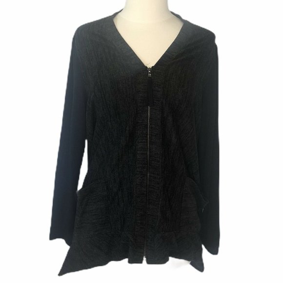 LOGO Lori Goldstein sweater zipper front Cardigan - Picture 1 of 8